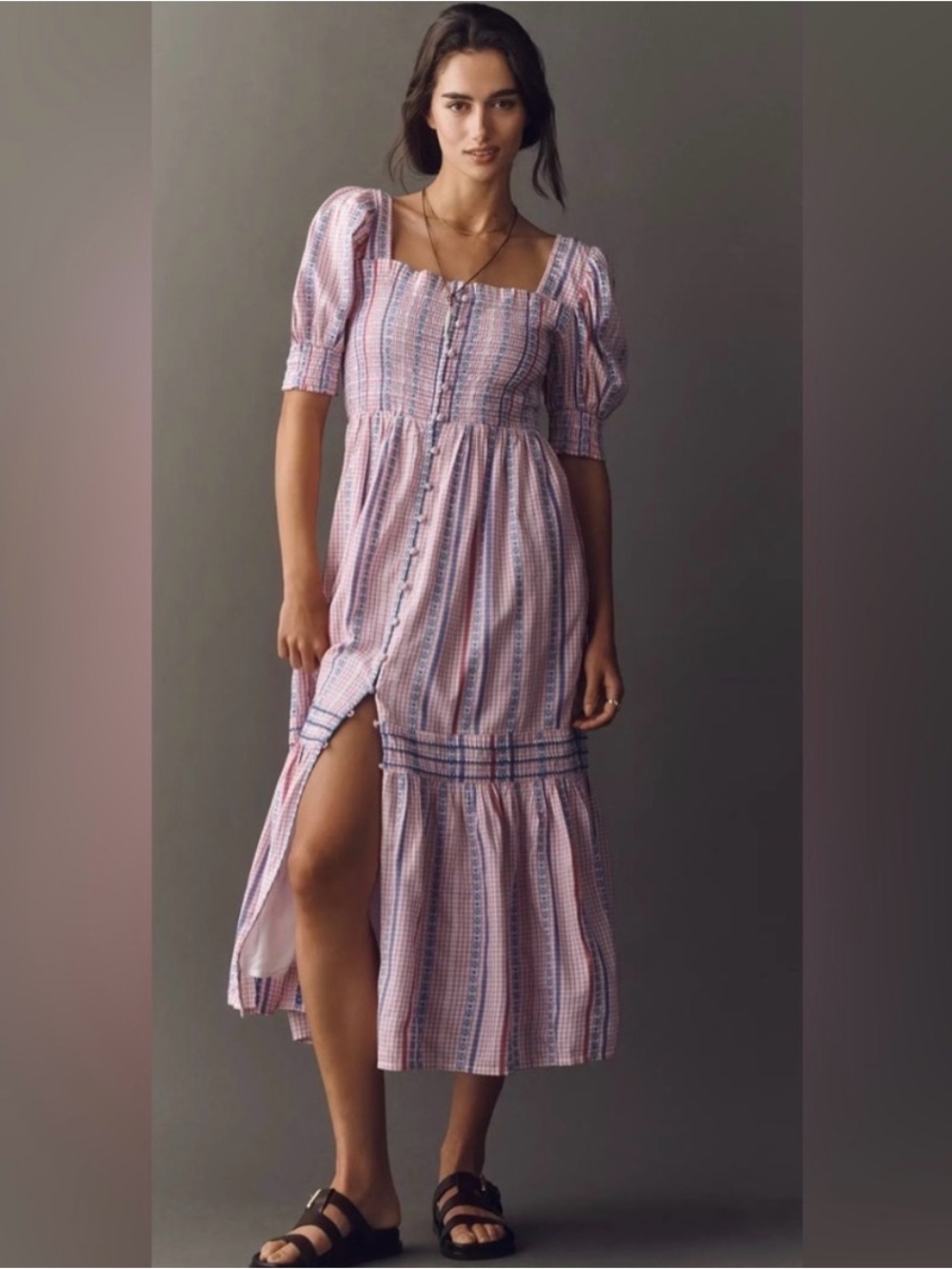 Anthropologie Peregrine Puff Sleeve Midi Dress